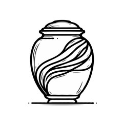 Funeral urn with ashes in a minimalist style  