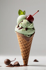 A scoop of creamy pistachio ice cream