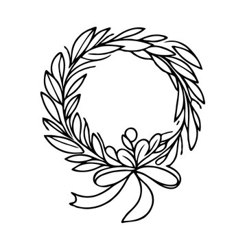 Funeral floral wreath with ribbon