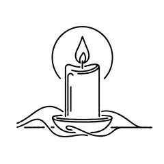 Memorial candle with flame and accentuating halo 