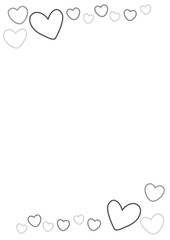 モノクロの手描きのハート模様のあるフレーム背景
