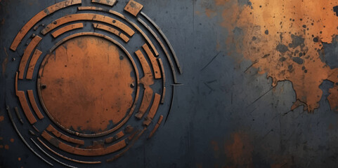 Futuristic Grunge Metal Background with Abstract Tech Circle Design. 