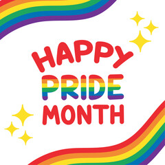 Greeting card Pride month Cute rainbow flag Congratulation card