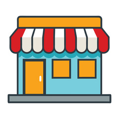 Colorful storefront building icon isolated on white background
