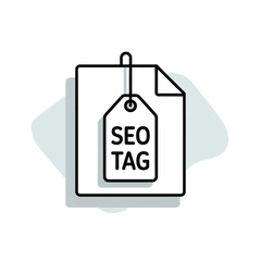 Seo tag on document file icon illustration for website and marketing