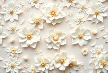 Delicate white floral pattern with ornate details, perfect for background, design, seamless