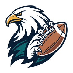 Design a powerful American football logo featuring a majestic eagle's talons gripping a football.  The design should be bold and memorable. © enola