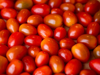 Organic Red grape cherry tomato. fresh vegetables. copy space.
