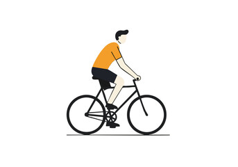 Obraz premium A stylish man cycles confidently on a bicycle. Simple, modern illustration with a bold 'Bike Strong' message. Clean, flat design, perfect for branding and promotional use.