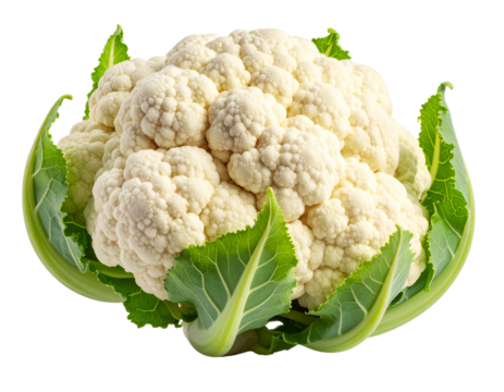 “Side Angle of a Cauliflower with Artistic Shadow and Diagonal Placement, PNG”.