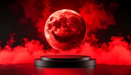 Monstrous moon looms over dark stage