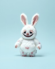 Obraz premium A collectible vinyl-style figurine of a whimsical fantasy creature is posed in a studio setting. The furry character has large, expressive eyes and is isolated on a pure white backdrop.