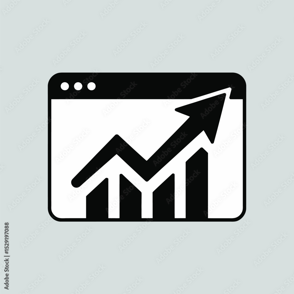 Poster website analytics growth chart icon showing upward trend and progress