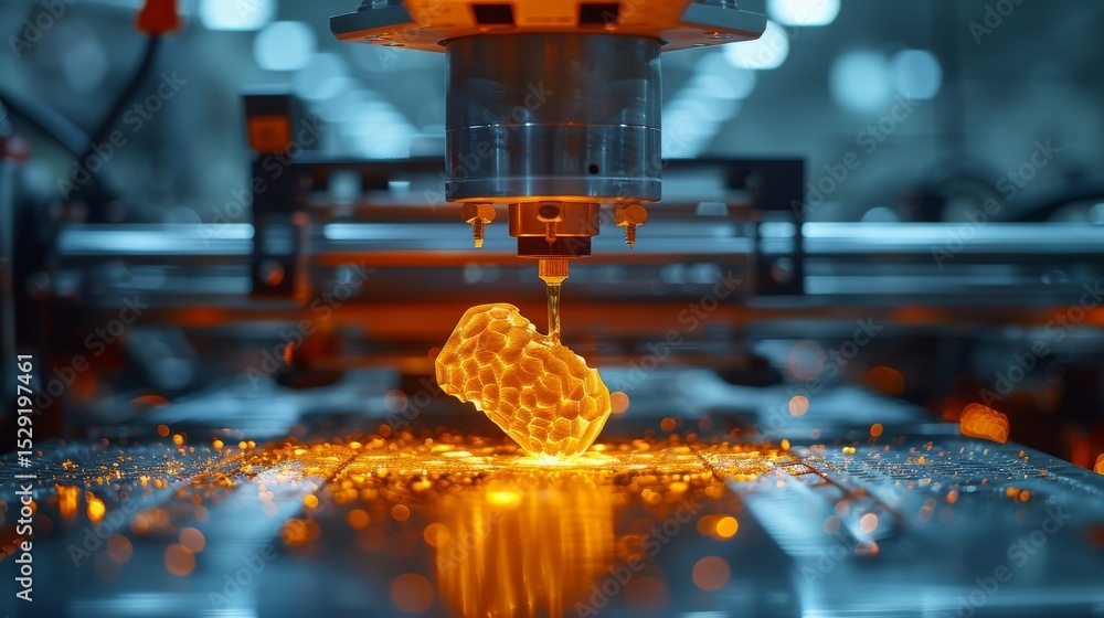 Poster a mesmerizing 3d printing process captures molten material forming a unique shape, demonstrating the