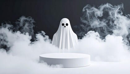 Spooky ghost emerges from misty stage