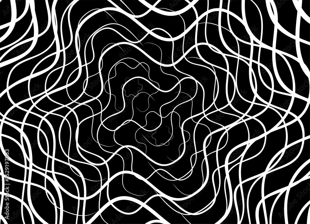 Poster vector pattern of wavy white lines on a black background. modern design element. vector digital back