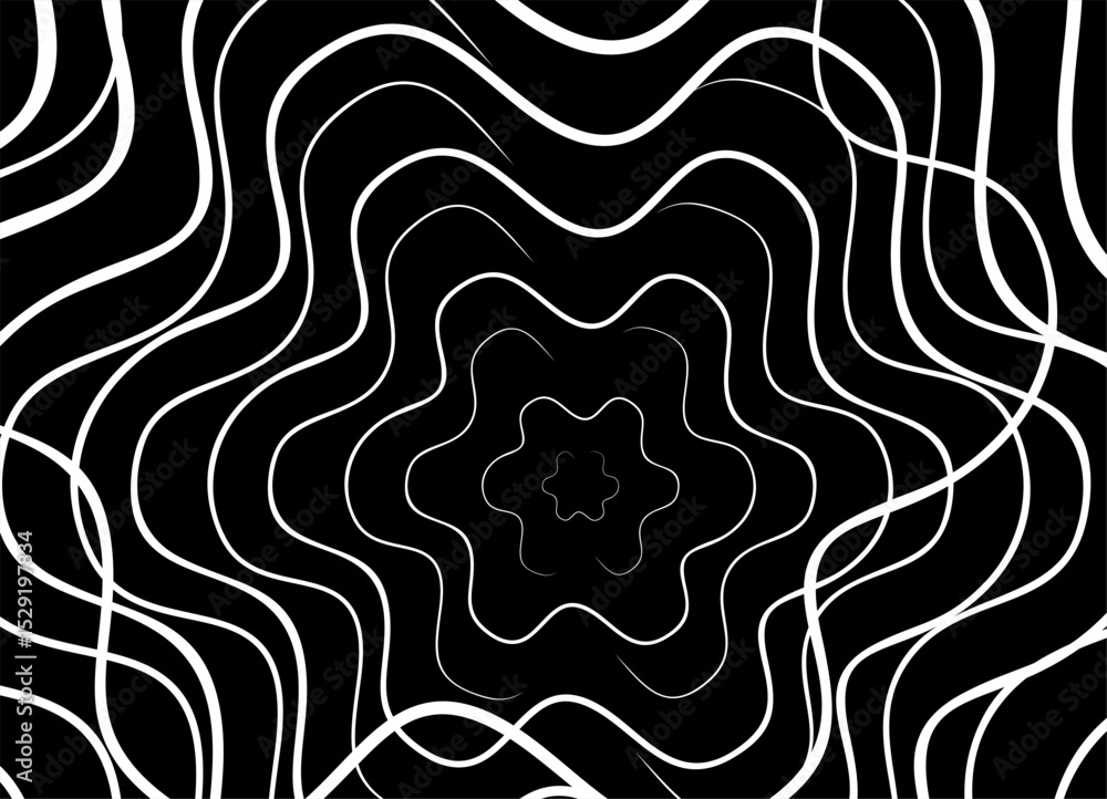 Poster vector pattern of thin wavy white lines on a black background. modern design element. vector backgro