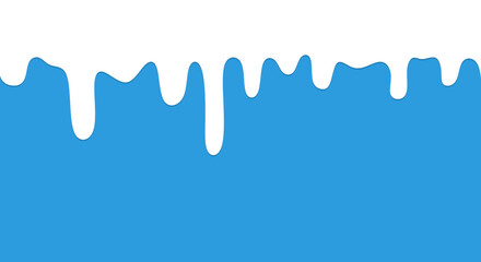 Milk drip seamless pattern. Drops of milk, drops of yogurt or cream on a blue background.