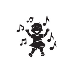 Musical Joy: A joyful child surrounded by musical notes expresses the essence of pure delight and artistic expression. The image is a representation of fun and the appreciation of art. 