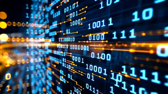 Digital Data Flow with Binary Code Visualization