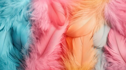 An artistic display of vibrant feathers in soft pastel colors, representing beauty, creativity, and the delicate nature of artistic expression in a gentle, airy presentation.
