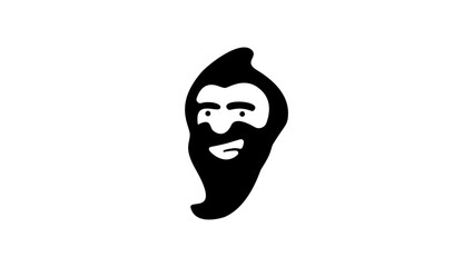 Guy with beard, black isolated silhouette