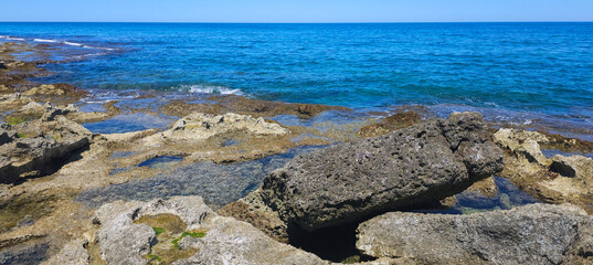 Apulian italian rocky beach seaside landscape 