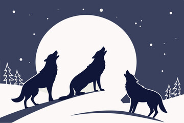 wolf howling at night