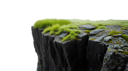 Photo of cliff with a small patch of grass on top isolated on transparent background.png