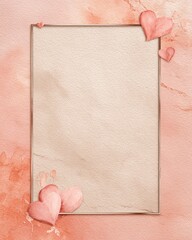 A beautiful watercolor frame decorated with delicate hearts, perfect for invitations, cards, or romantic designs.