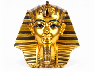 Ancient Egyptian Pharoah Tutankhamun Funeral Mask isolated on white