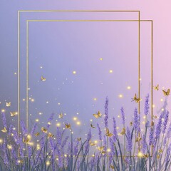 A serene lavender field with shimmering butterflies, creating a tranquil and magical atmosphere in soft pastel hues.