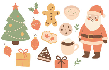 Festive Christmas celebration filled with traditional treats and holiday figures in a charming design