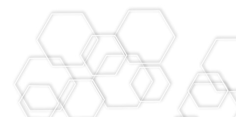 Abstract geometric technology 3d white light structure technology out line hexagon polygonal honeycomb luxury pattern vector background.