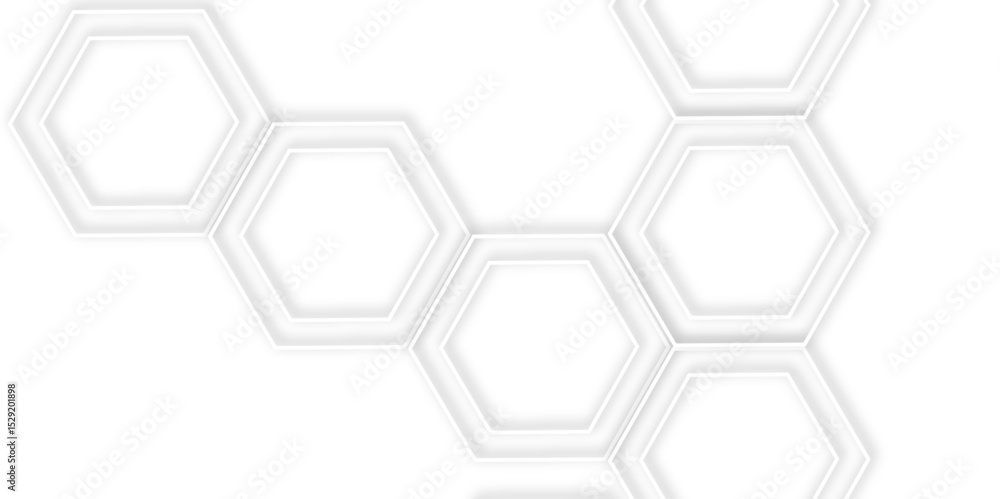 Poster abstract geometric technology 3d white light structure technology out line hexagon polygonal honeyco