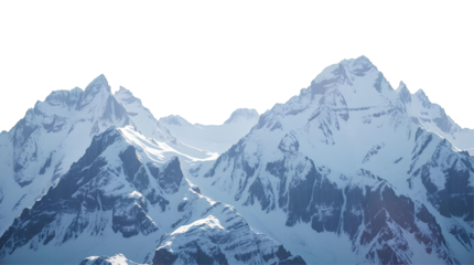 Photo of mountain range with jagged peaks covered in snow isolated on transparent background.png