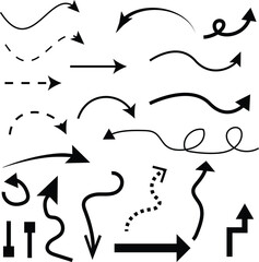 Collection of Black Arrows Pointing in Various Directions