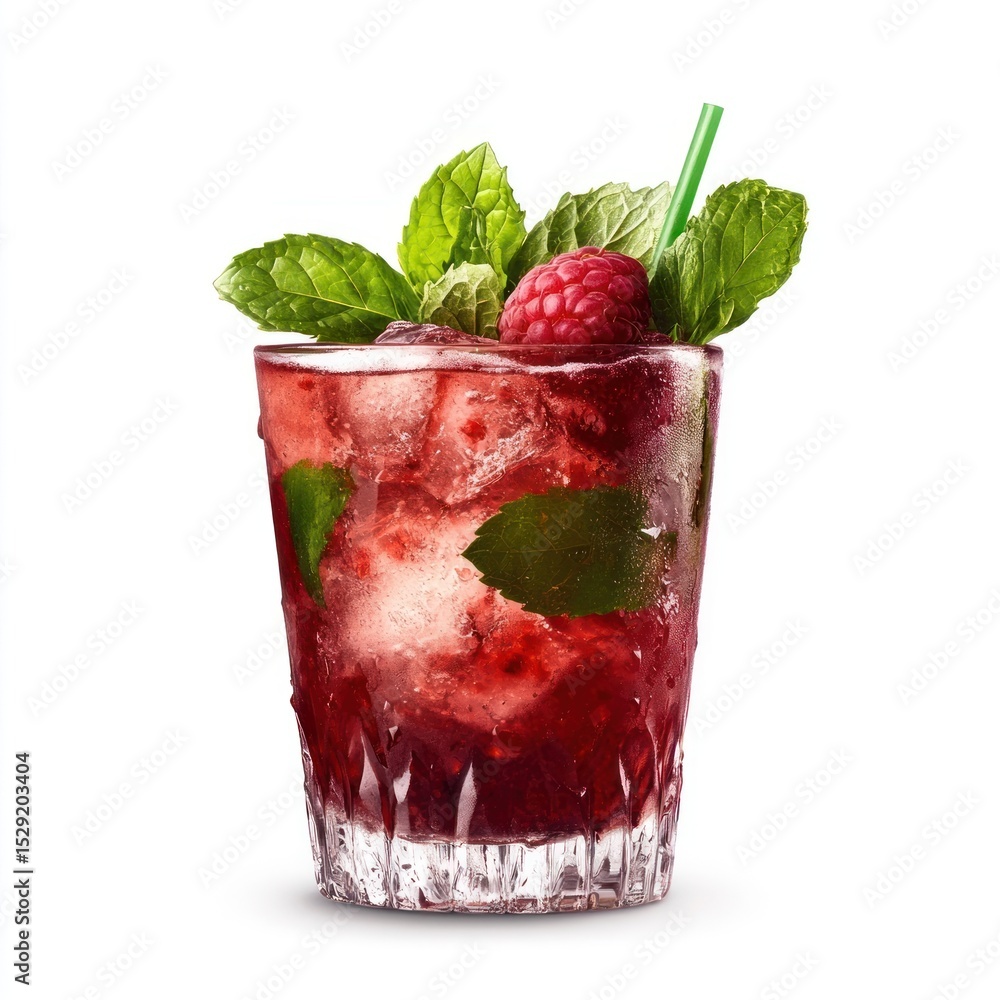 Poster raspberry mojito cocktail raspberry beverage mojito.