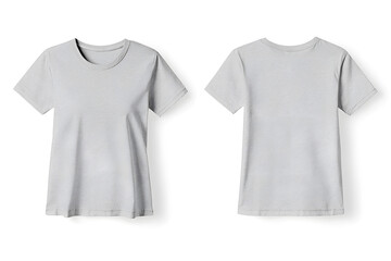 Gray V-neck T-Shirt Front and Back Mock Up Isolated