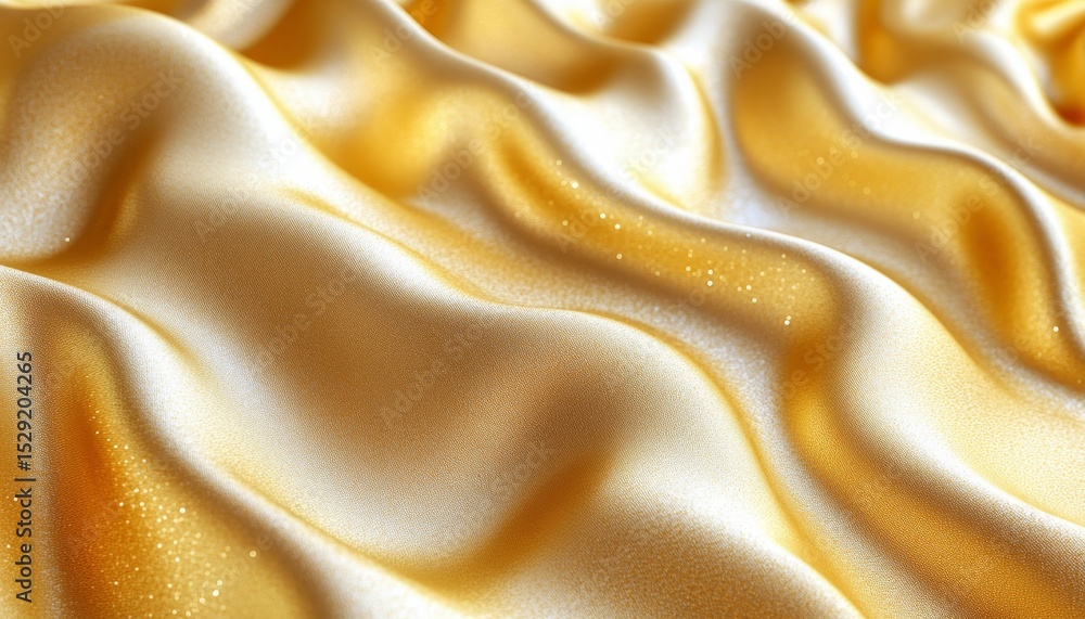 Poster luminous draped satin background with dynamic ripples in gold creating an ethereal flowing effect