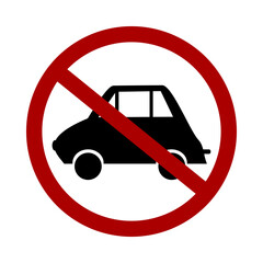 Sign prohibiting cars on white background. Vector illustration.