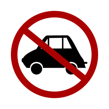Sign prohibiting cars on white background. Vector illustration.