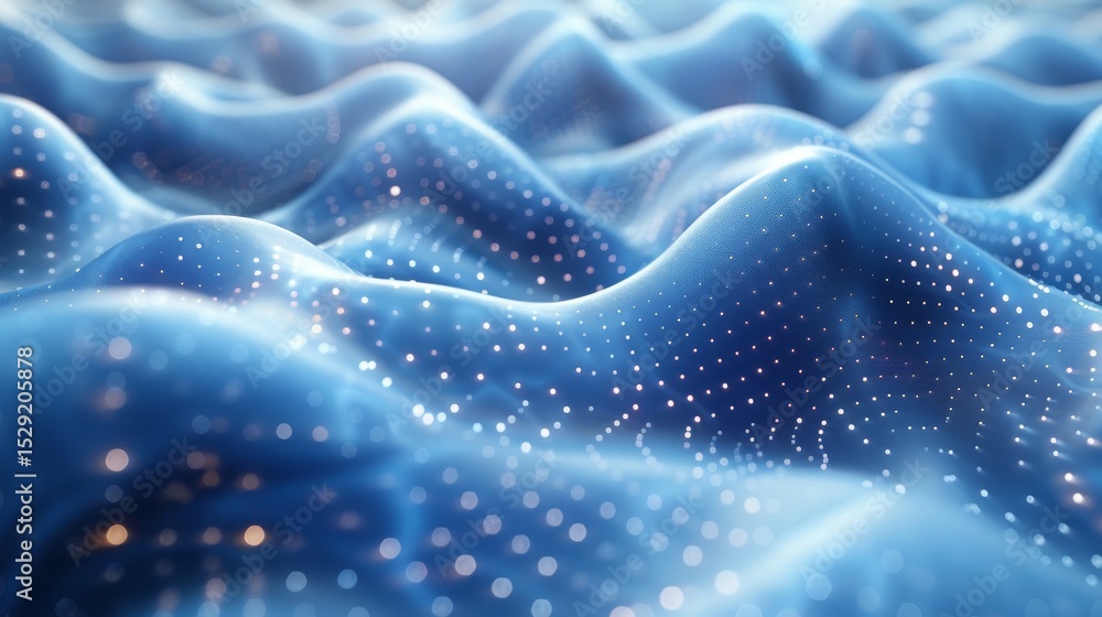 Aufkleber an abstract representation of flowing blue waves adorned with soft lights, symbolizing emotion, dept