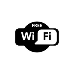 Fototapeta premium Black Free WiFi icon, Wireless internet symbol, Blue WiFi badge, Connectivity sign vector, Free network access graphic, Communication service icon, Public WiFi label, vector illustration.