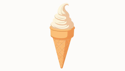 Stylized ice cream cone illustration on plain white background, sweet delight