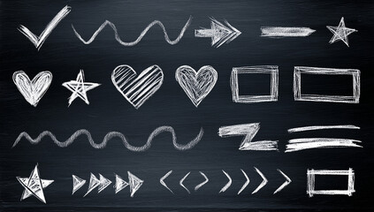 Hand-drawn chalk arrows and shapes on blackboard