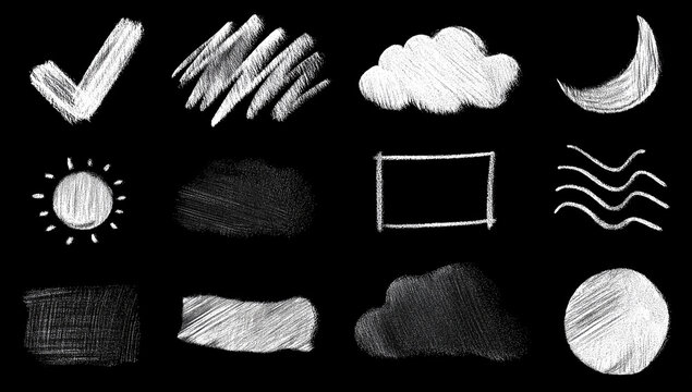 Chalk texture doodles and brush marks on blackboard
