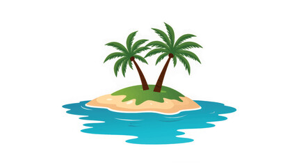 Fototapeta premium Tropical island with palm trees and blue sea, serene getaway