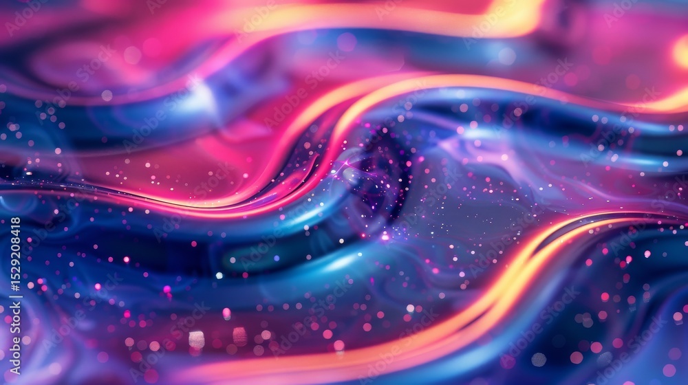 Aufkleber this captivating image showcases fluid, colorful waves with sparkling highlights, creating an enchan
