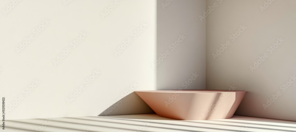 Poster minimalist angular composition with soft daylight and stark shadows for art display props design